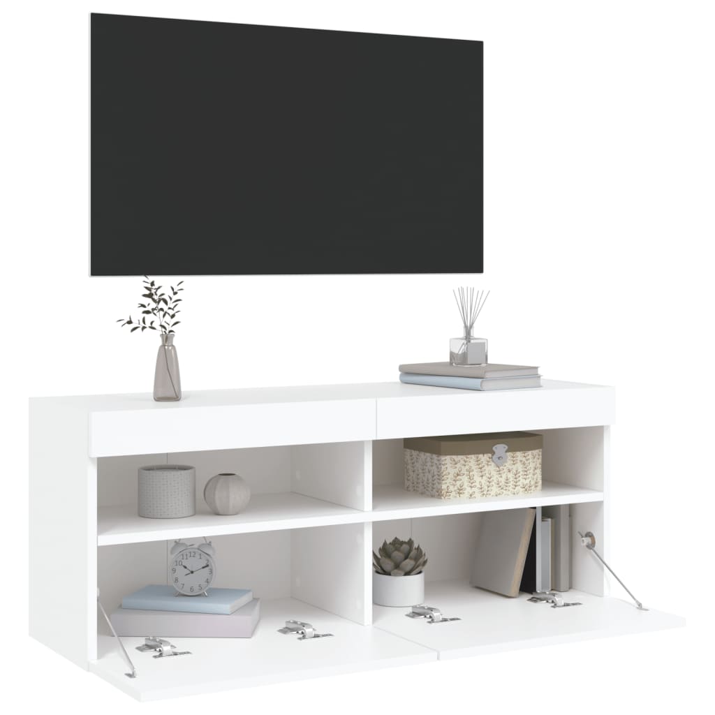 vidaXL Tv-wandmeubel met LED-verlichting 100x30x40 cm wit