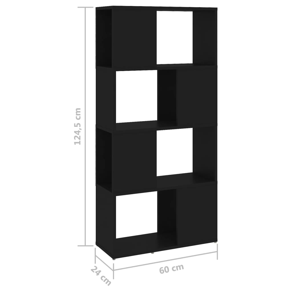 vidaXL Boekenkast/kamerscherm 60x24x124,5 cm bewerkt hout zwart