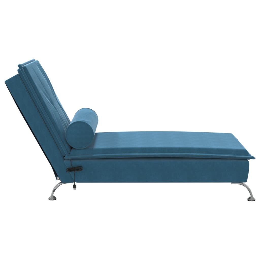 vidaXL Massage chaise longue met bolster fluweel blauw