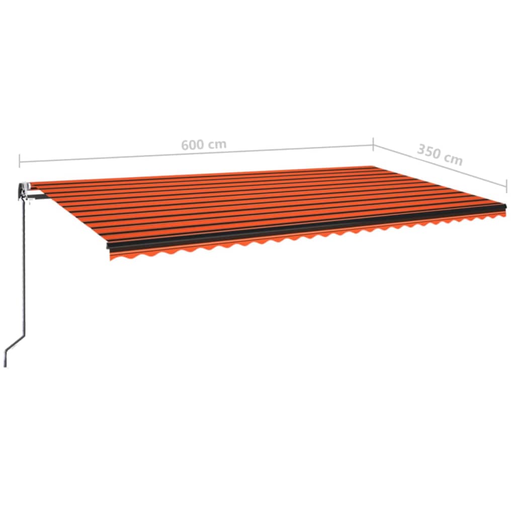 vidaXL Luifel automatisch uittrekbaar 600x350 cm oranje en bruin