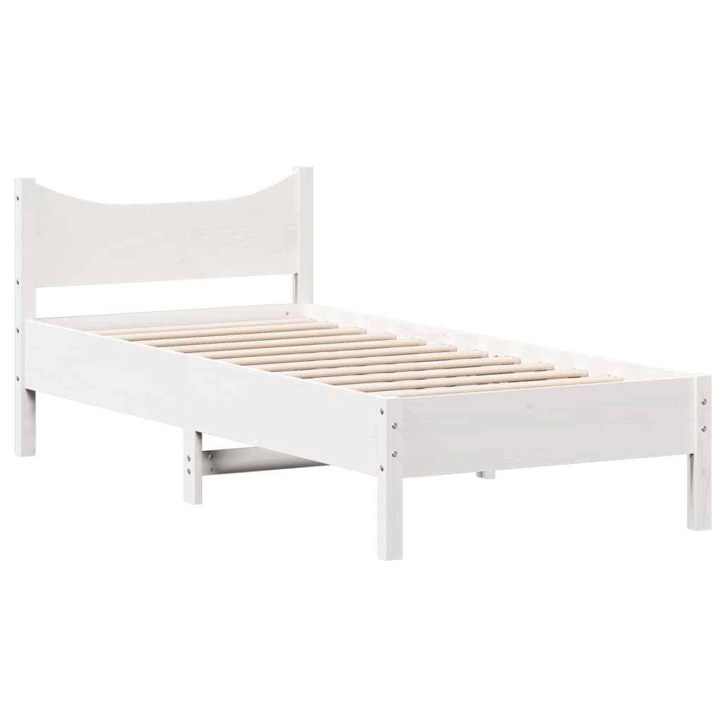 vidaXL Bedframe zonder matras massief grenenhout wit 75x190 cm