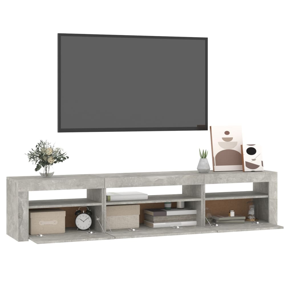 vidaXL Tv-meubel met LED-verlichting 195x35x40 cm betongrijs