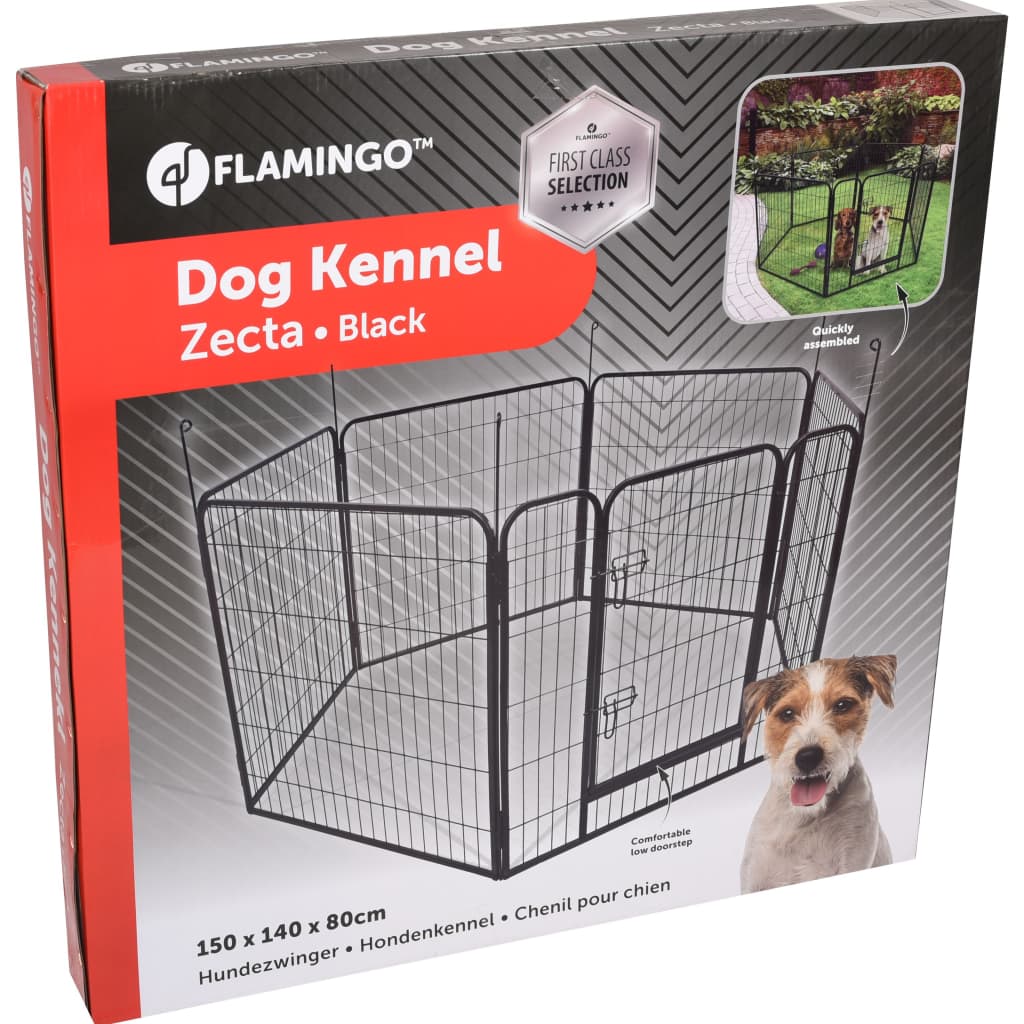 FLAMINGO Hondenkennel Zecta 162x140x80 cm zwart