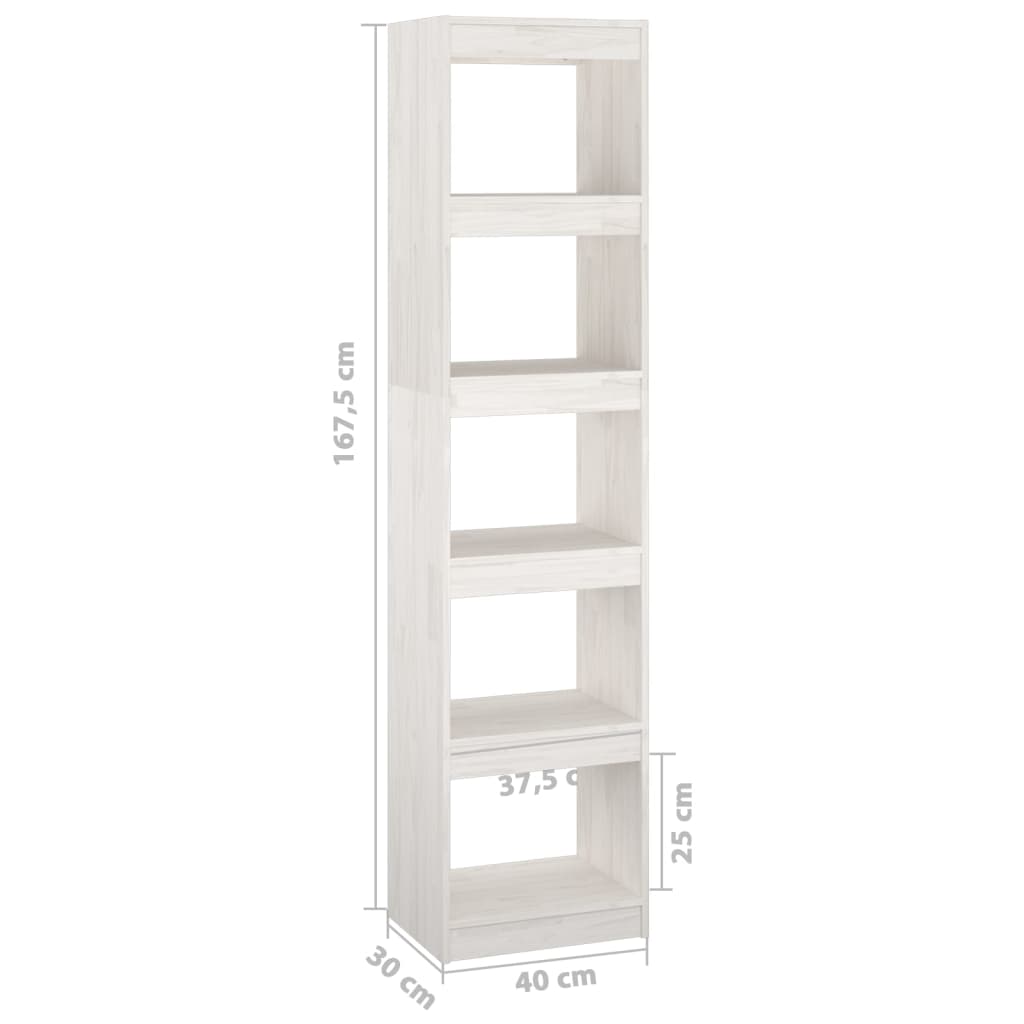 vidaXL Boekenkast / kamerscherm 40x30x167,5 cm massief grenenhout wit