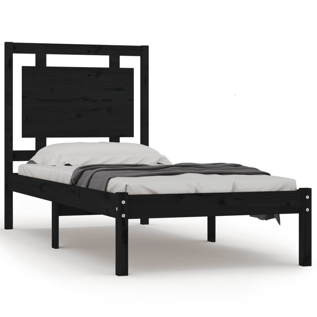 vidaXL Bedframe massief hout zwart 90x190 cm