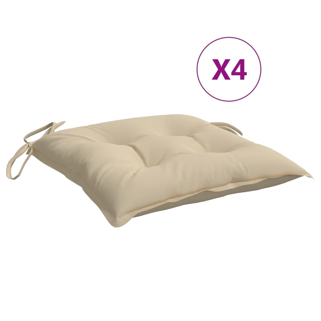 vidaXL Stoelkussens 4 st 40x40x7 cm oxford stof beige