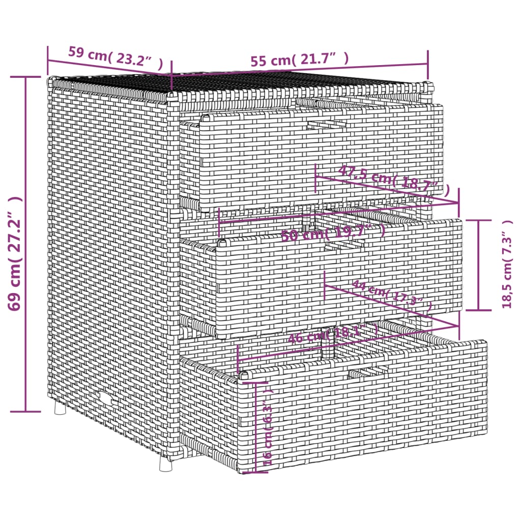 vidaXL Tuinkast 55x59x69 cm poly rattan beige