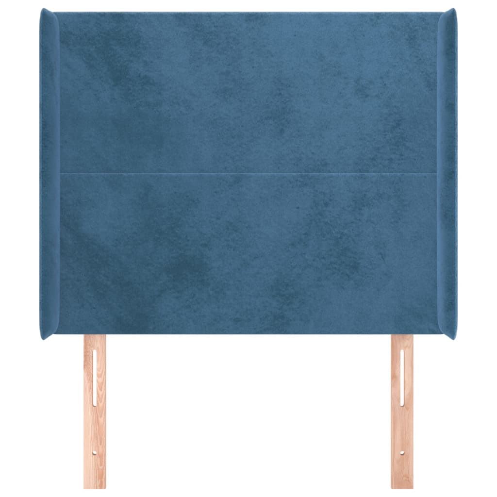 vidaXL Hoofdbord met randen 83x16x118/128 cm fluweel blauw