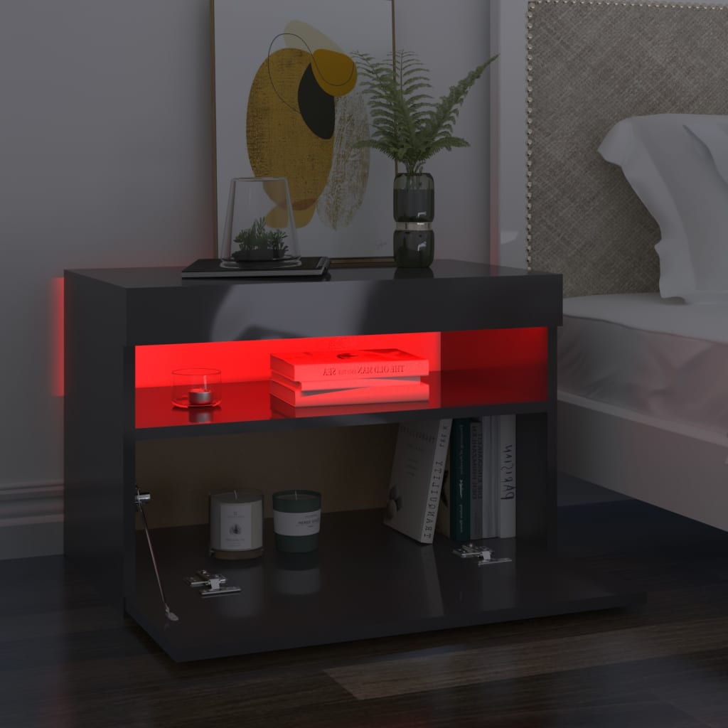 vidaXL Tv-meubelen 2 st met LED-verlichting 60x35x40cm hoogglans grijs