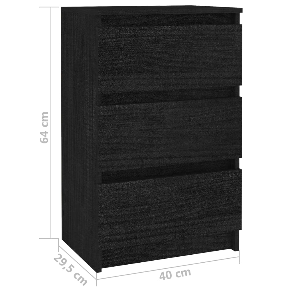 vidaXL Nachtkastjes 2 st 40x29,5x64 cm massief grenenhout zwart