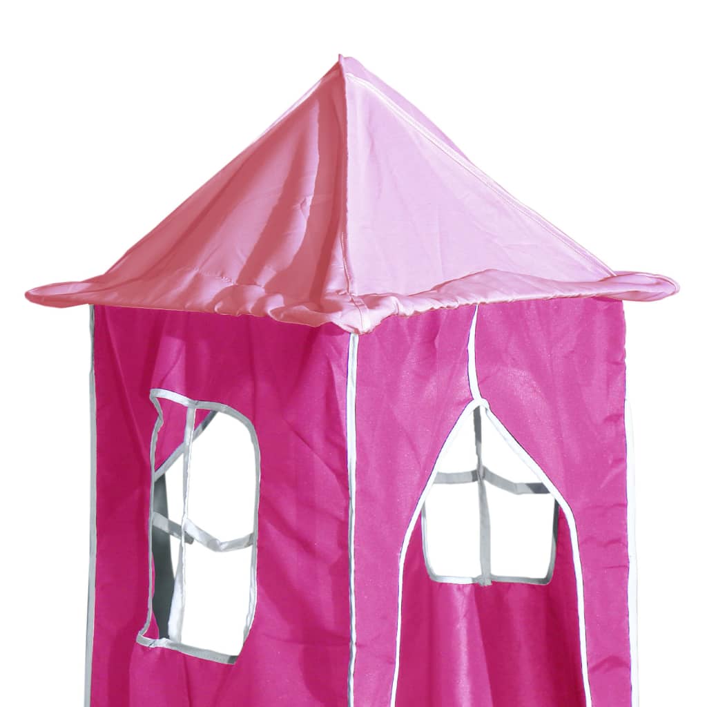 vidaXL Kinderhoogslaper met toren 90x190 cm massief grenenhout roze