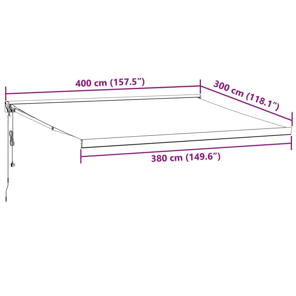 vidaXL Luifel automatisch uittrekbaar 400x300 cm bruin