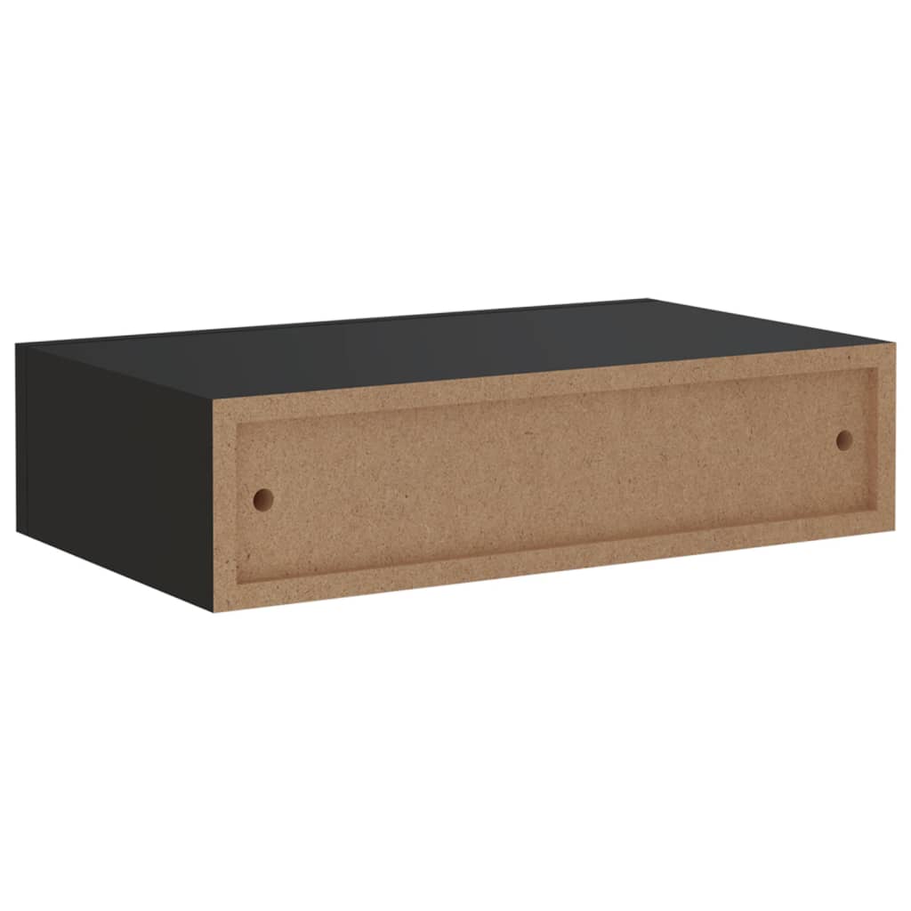 vidaXL Wandschap met lade 40x23,5x10 cm MDF zwart