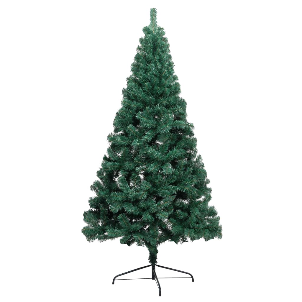 vidaXL Kunstkerstboom met verlichting en kerstballen half 120 cm groen