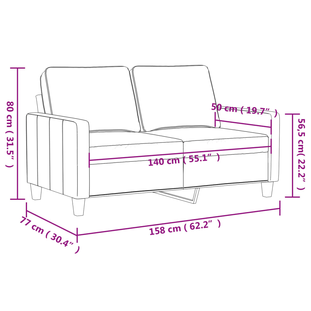 vidaXL Tweezitsbank 140 cm stof donkergrijs