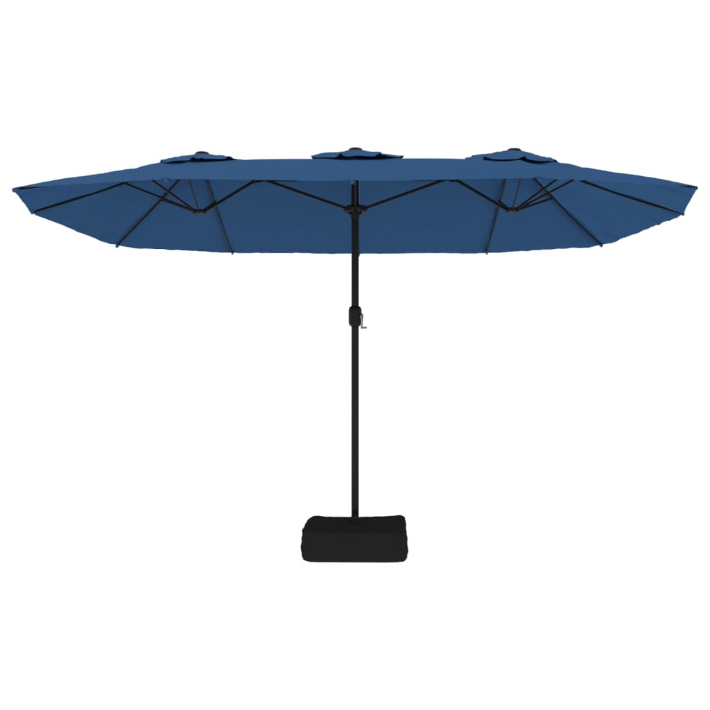 vidaXL Parasol dubbel dak met LED 449x245 cm azuurblauw