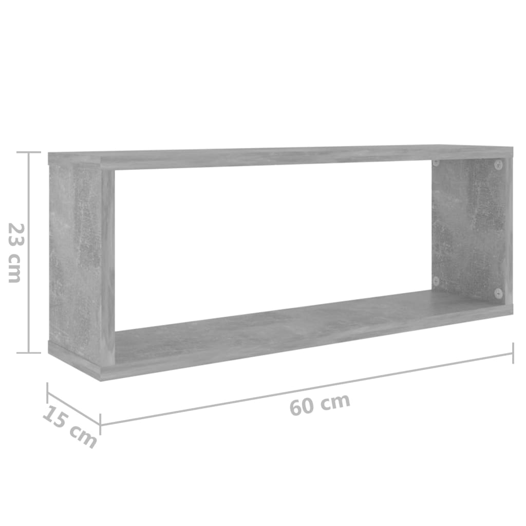 vidaXL Wandschappen kubus 2 st 60x15x23 cm bewerkt hout betongrijs