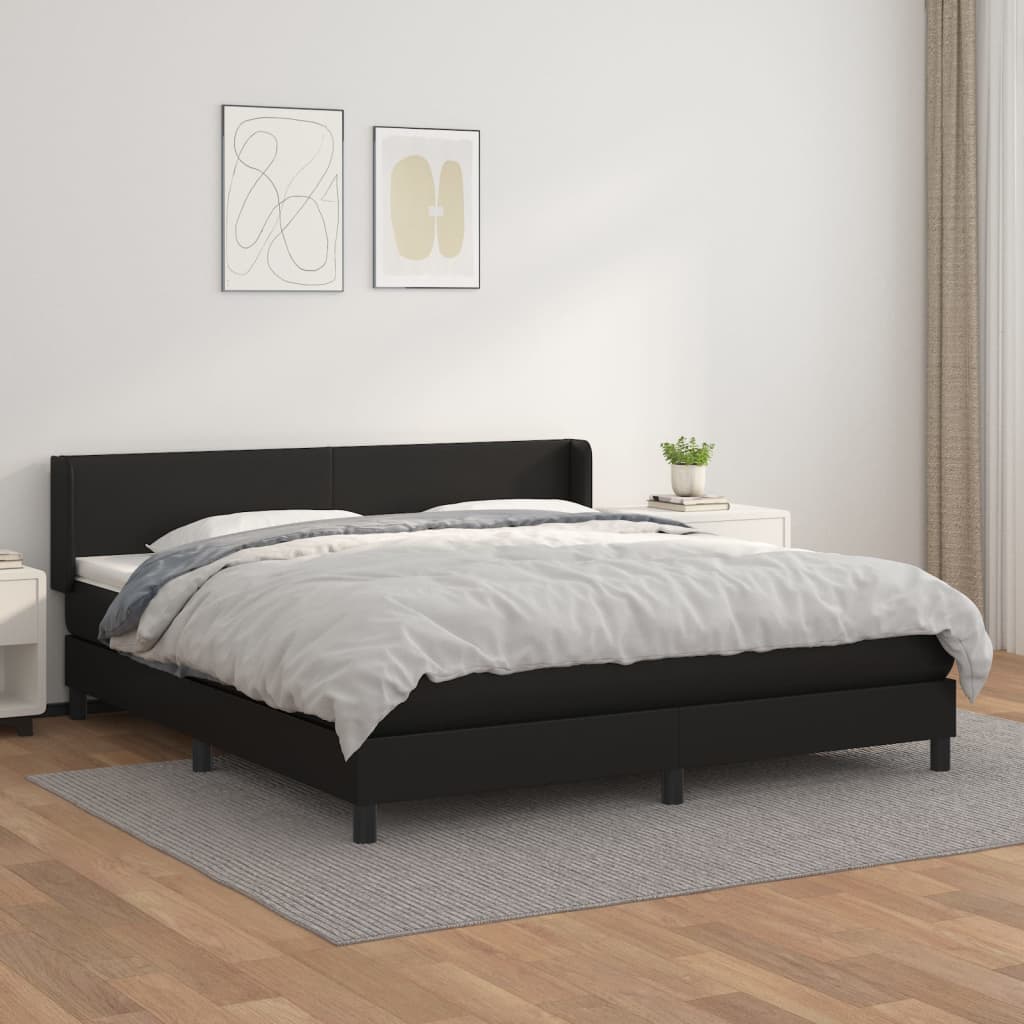 vidaXL Boxspring met matras kunstleer zwart 160x200 cm