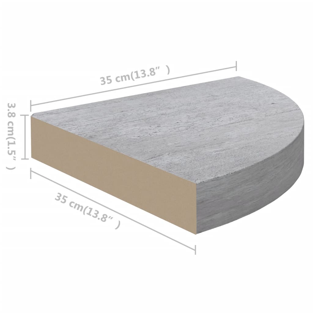 vidaXL Hoekwandschappen 2 st 35x35x3,8 cm MDF betongrijs