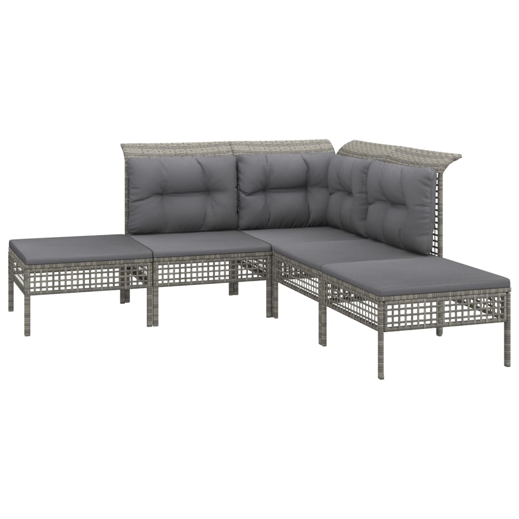 vidaXL 9-delige Loungeset met kussens poly rattan grijs