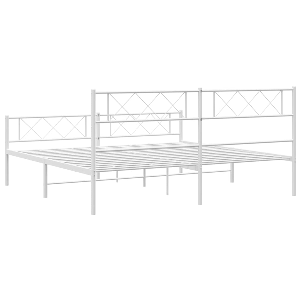 vidaXL Bedframe met hoofd- en voeteneinde metaal wit 180x200 cm