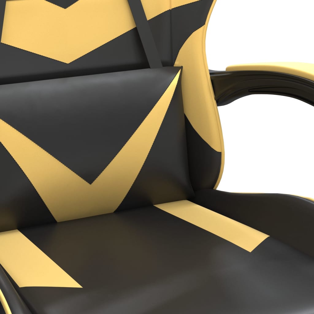 vidaXL Gamestoel draaibaar kunstleer zwart en goudkleurig
