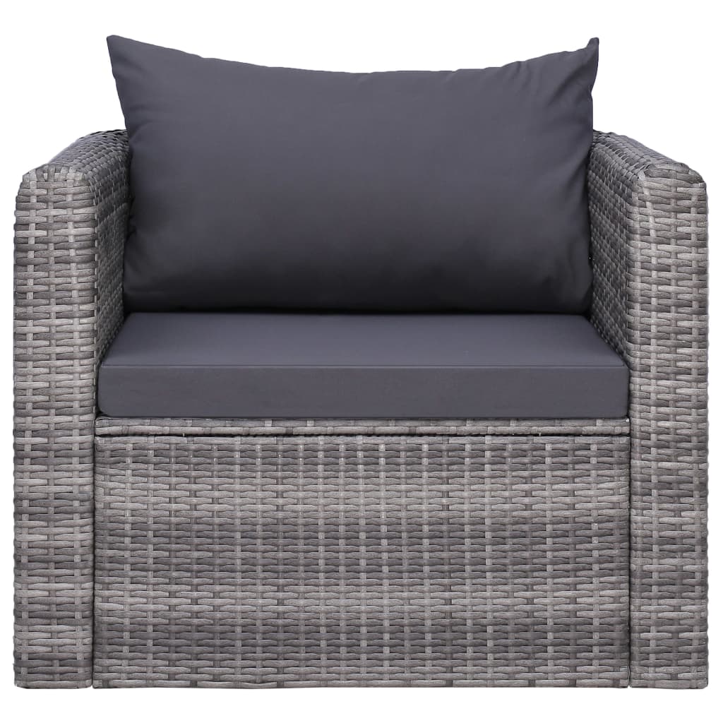 vidaXL 7-delige Loungeset met kussens poly rattan grijs