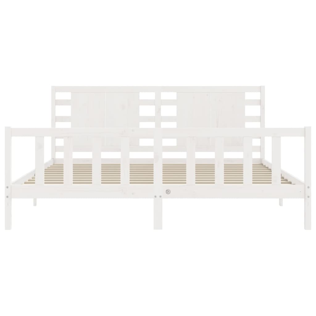 vidaXL Bedframe met hoofdbord massief hout wit 200x200 cm