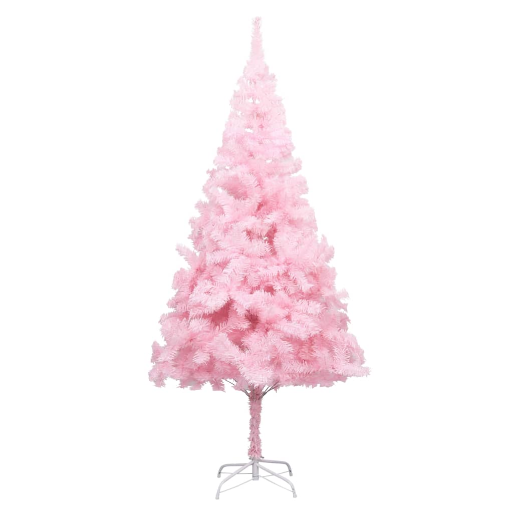 vidaXL Kunstkerstboom met verlichting en standaard 210 cm PVC roze
