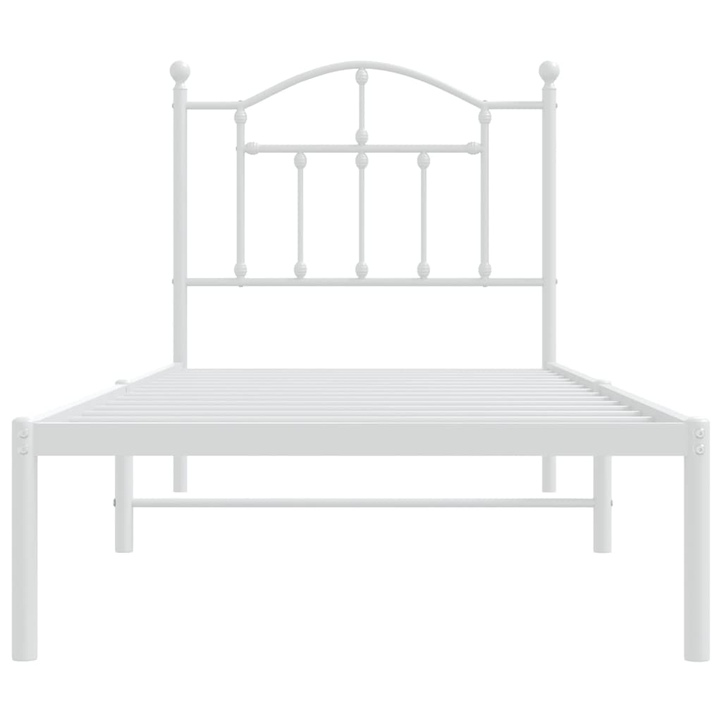 vidaXL Bedframe met hoofdbord metaal wit 90x200 cm