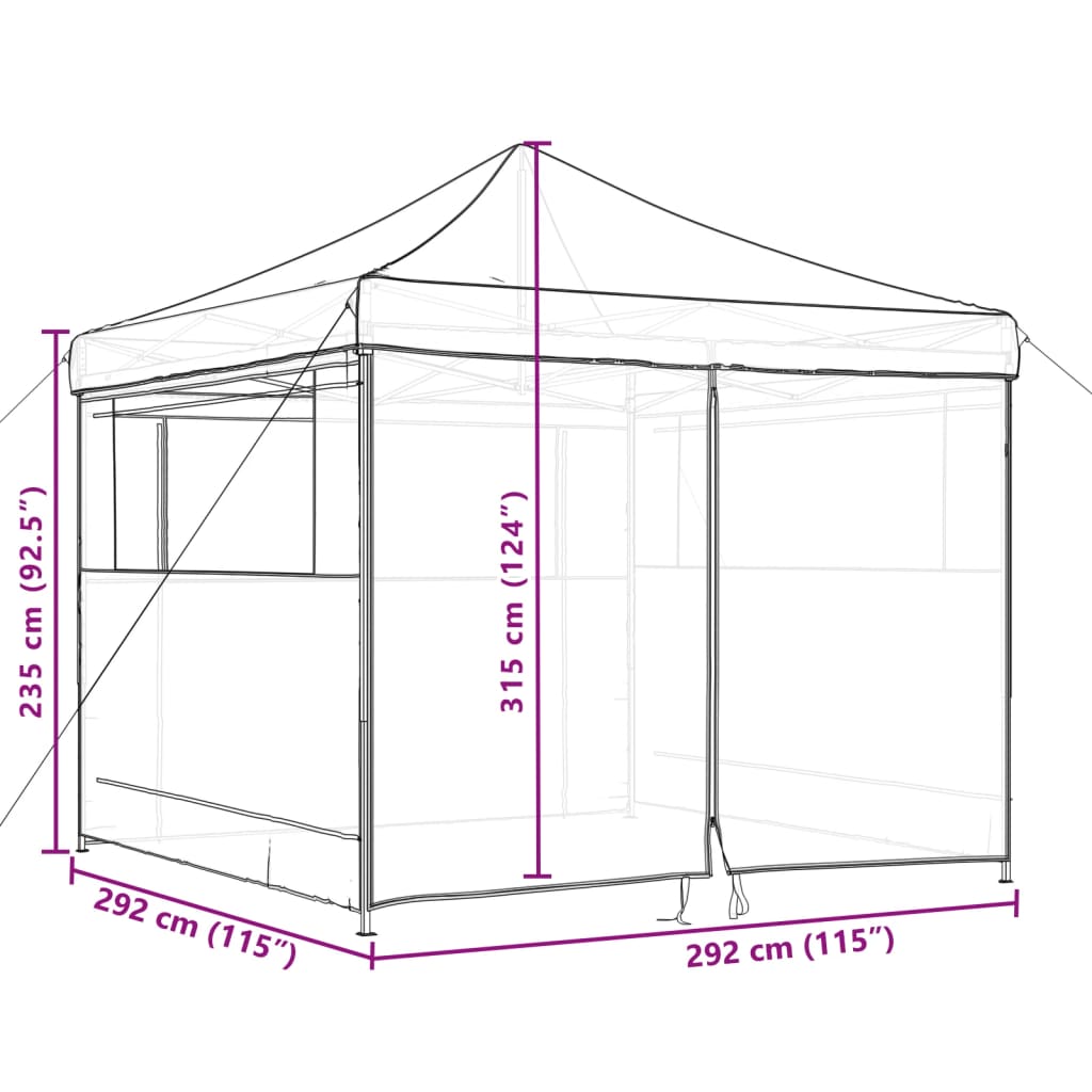 vidaXL Partytent inklapbaar pop-up met 4 zijwanden bordeauxrood