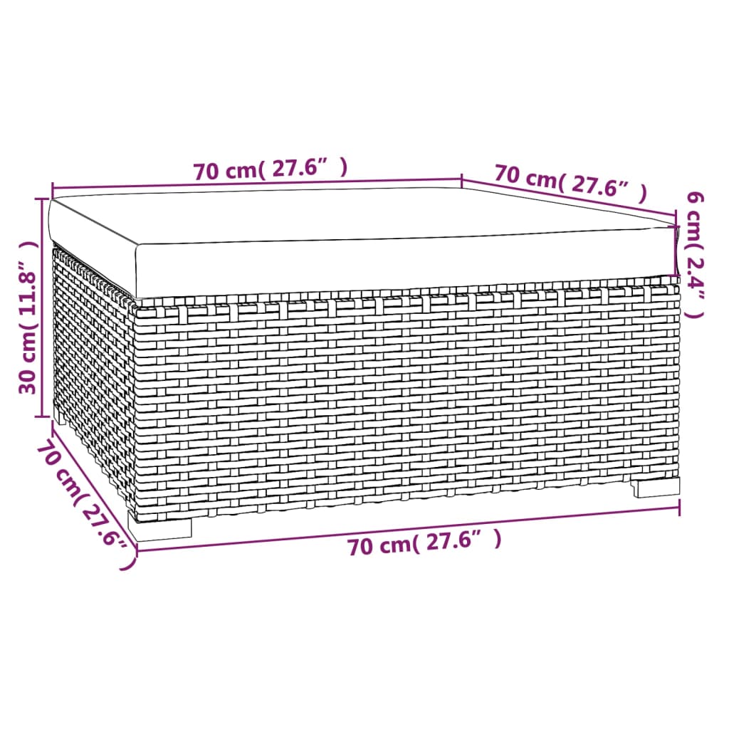 vidaXL 8-delige Loungeset met kussens poly rattan grijs