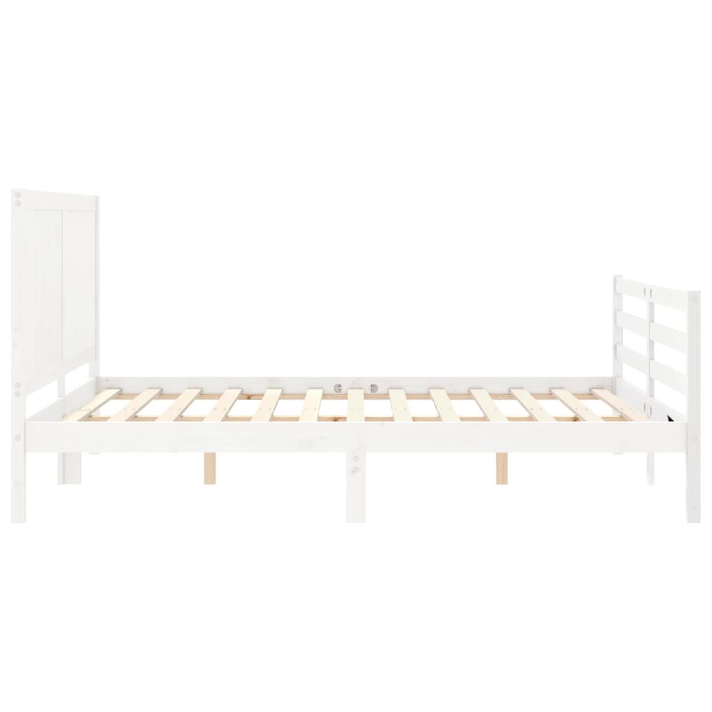 vidaXL Bedframe met hoofdbord massief hout wit