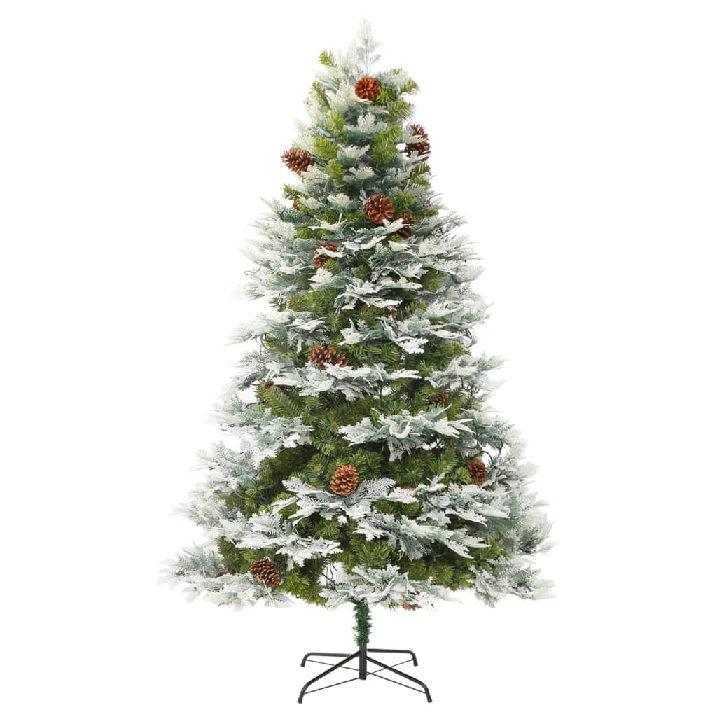 vidaXL Kerstboom met LED en dennenappels 195 cm PVC en PE groen