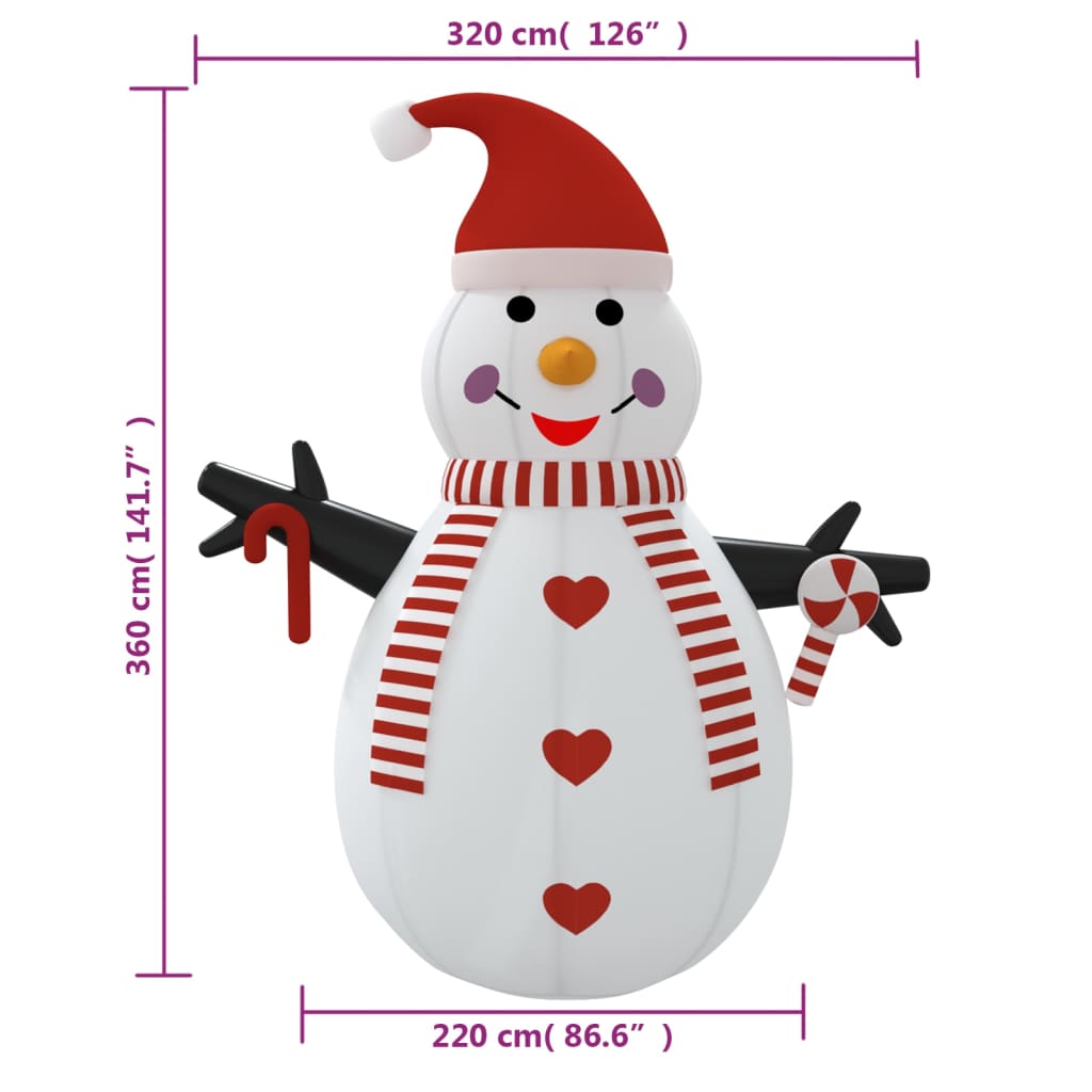 vidaXL Sneeuwpop opblaasbaar met LED-verlichting 360 cm