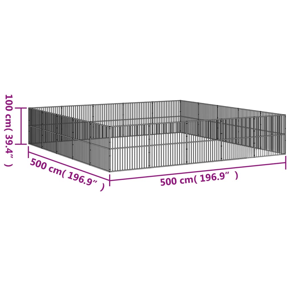 vidaXL Hondenkennel 20 panelen gepoedercoat staal zwart