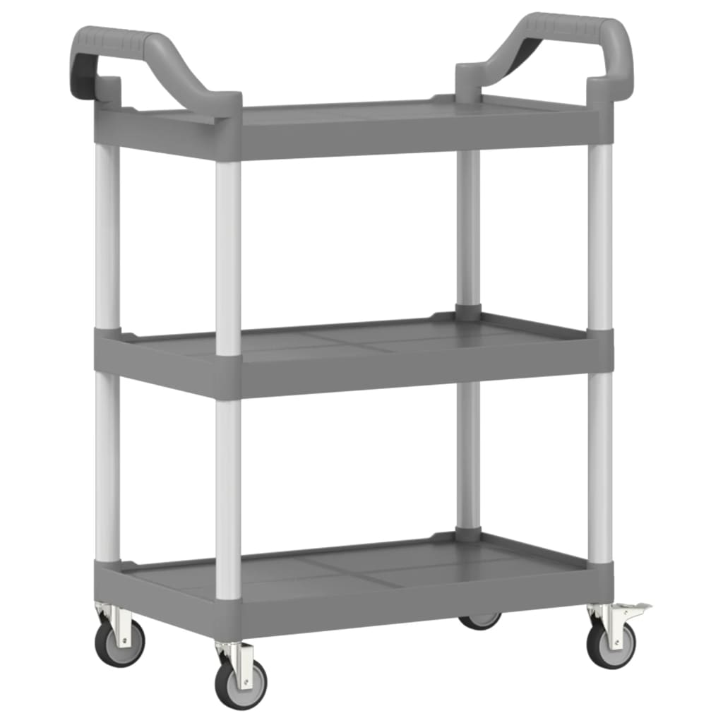 vidaXL Trolley 3-laags 81x41x92 cm aluminium grijs