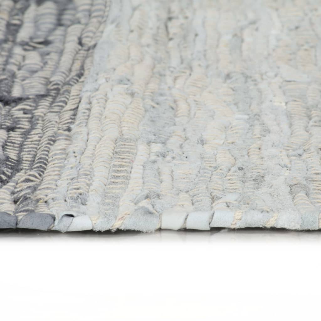 vidaXL Vloerkleed chindi handgeweven 120x170 cm leer grijs