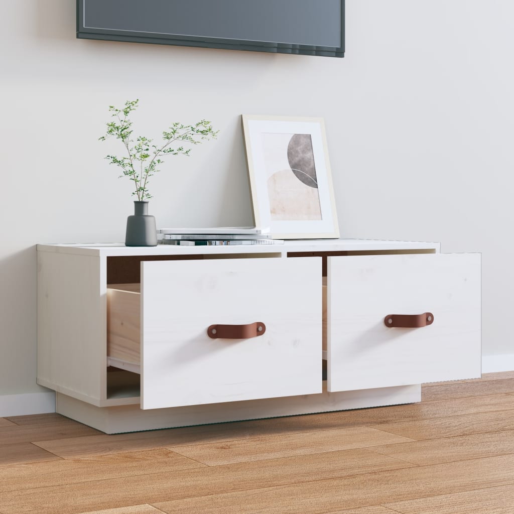 vidaXL Tv-meubel 80x34x35 cm massief grenenhout wit