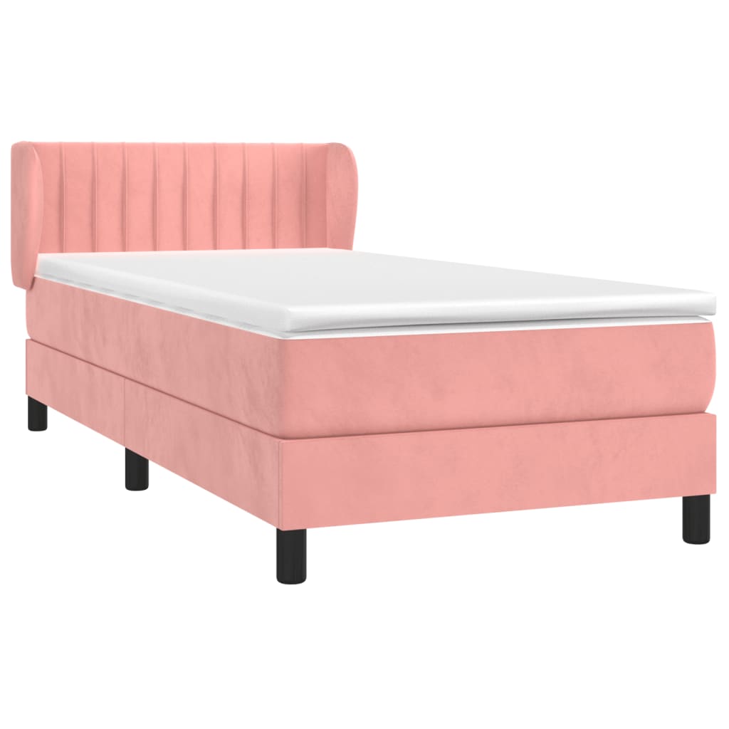 vidaXL Boxspring met matras fluweel roze 100x200 cm