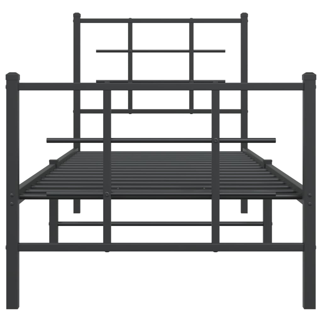 vidaXL Bedframe met hoofd- en voeteneinde metaal zwart 75x190 cm