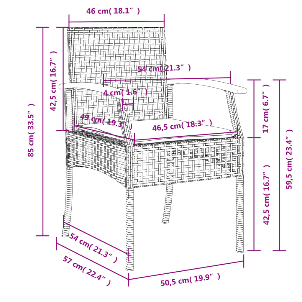 vidaXL 9-delige Tuinset met kussens poly rattan beige