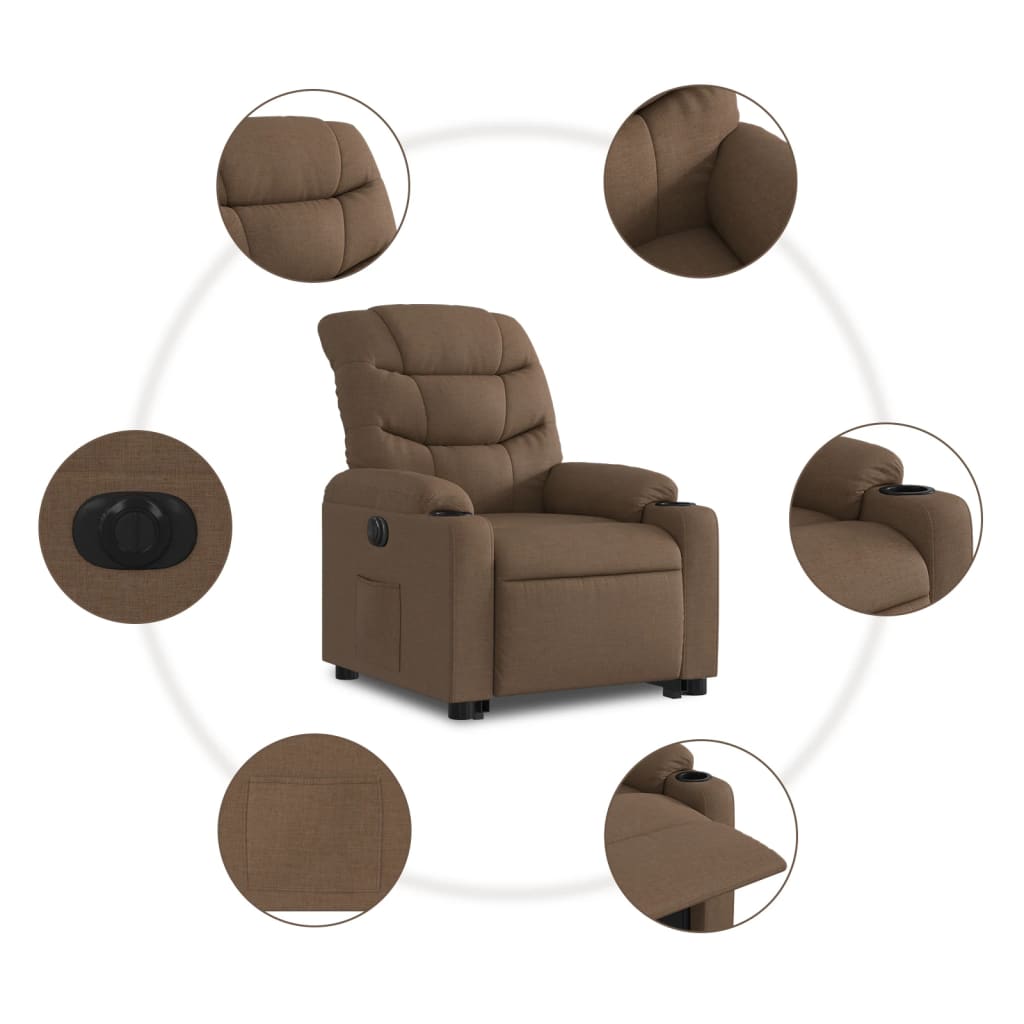 vidaXL Sta-op-stoel elektrisch verstelbaar stof bruin