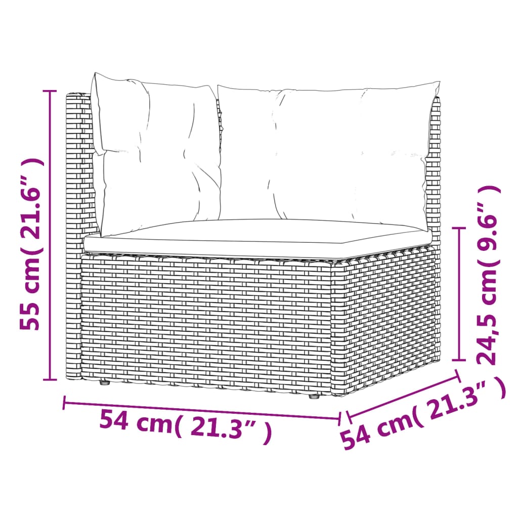 vidaXL 9-delige Loungeset met kussens poly rattan zwart