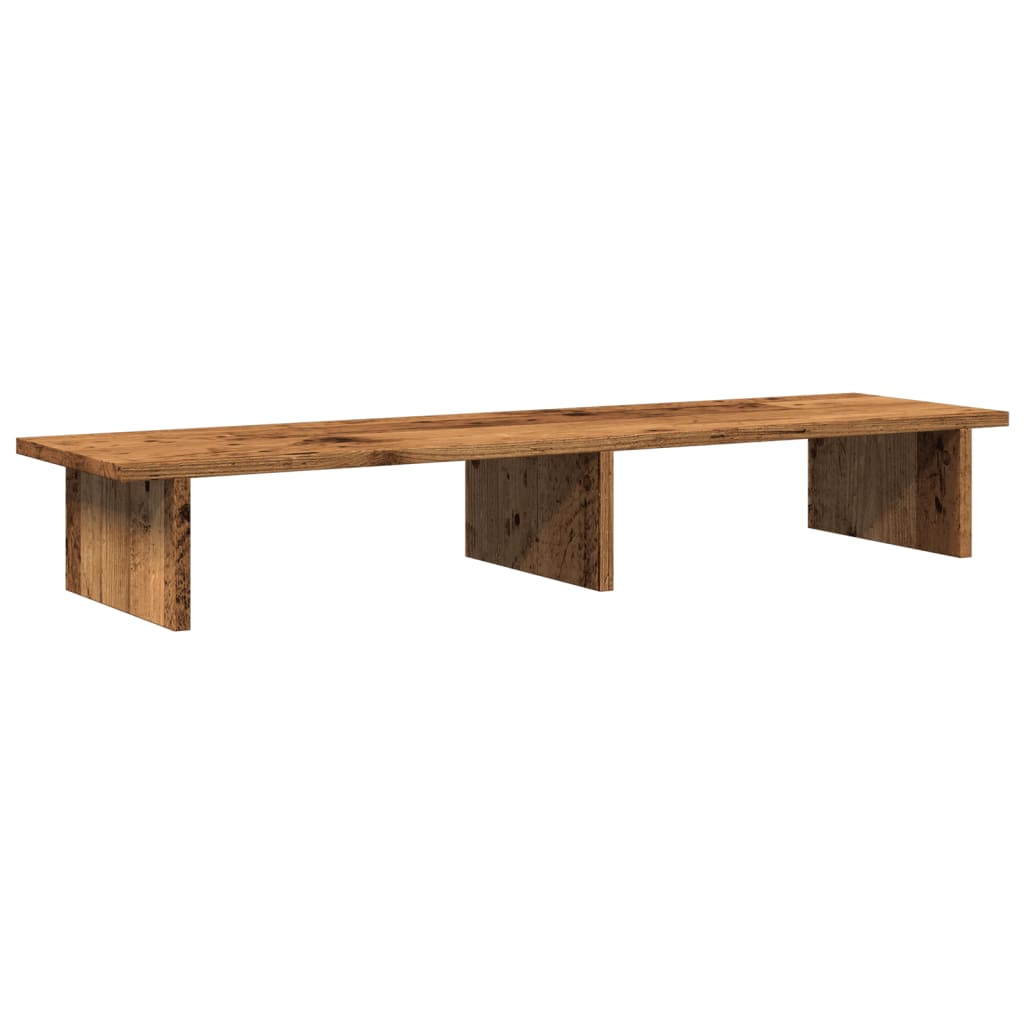 vidaXL Monitorstandaard 100x27x15 cm bewerkt hout oud houtkleurig