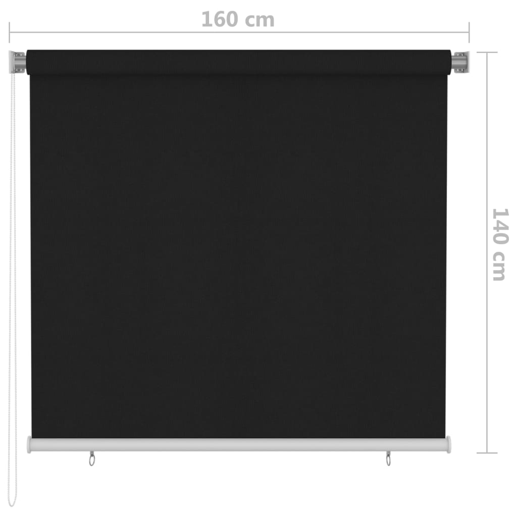 vidaXL Rolgordijn voor buiten 160x140 cm zwart