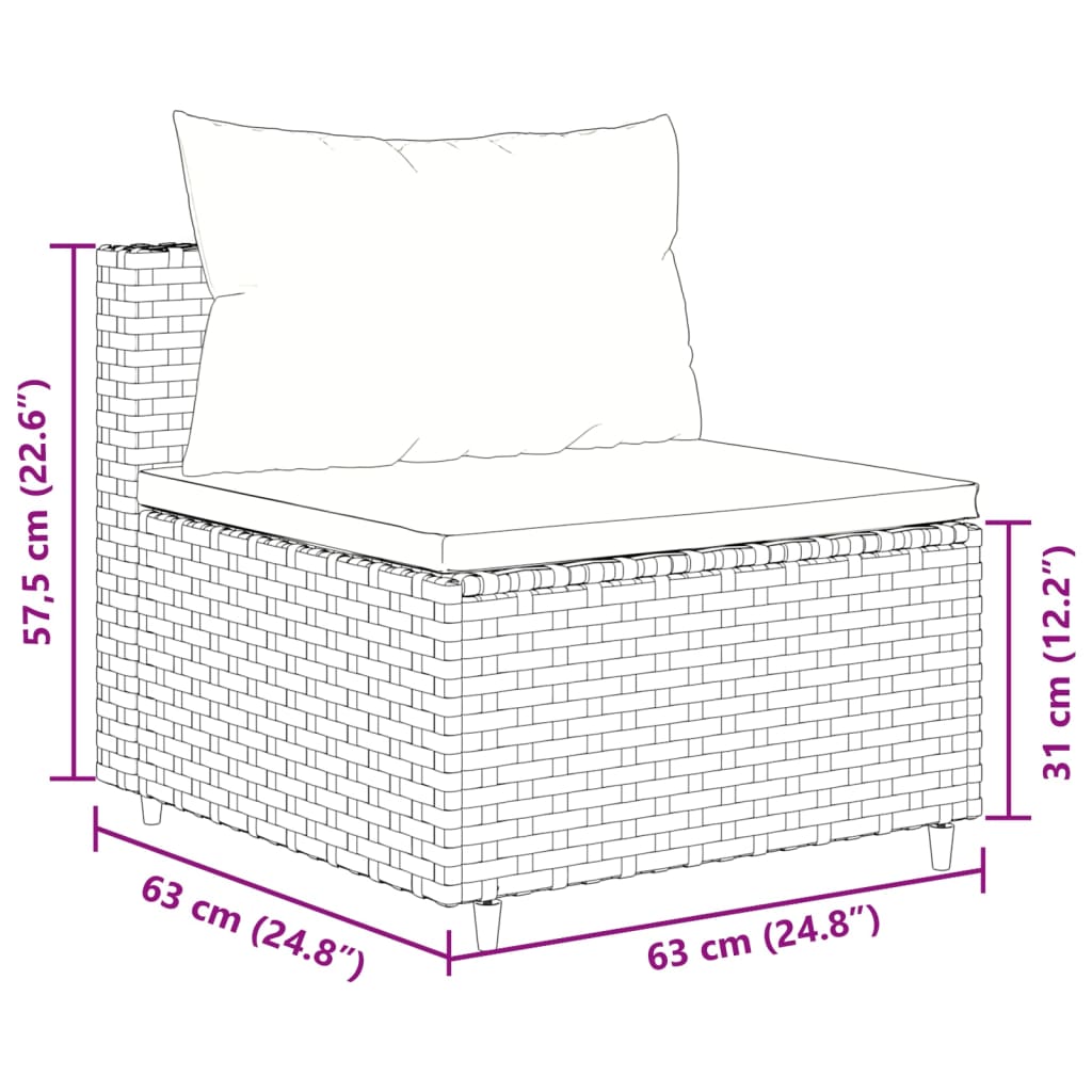 vidaXL 6-delige Loungeset met kussens poly rattan bruin