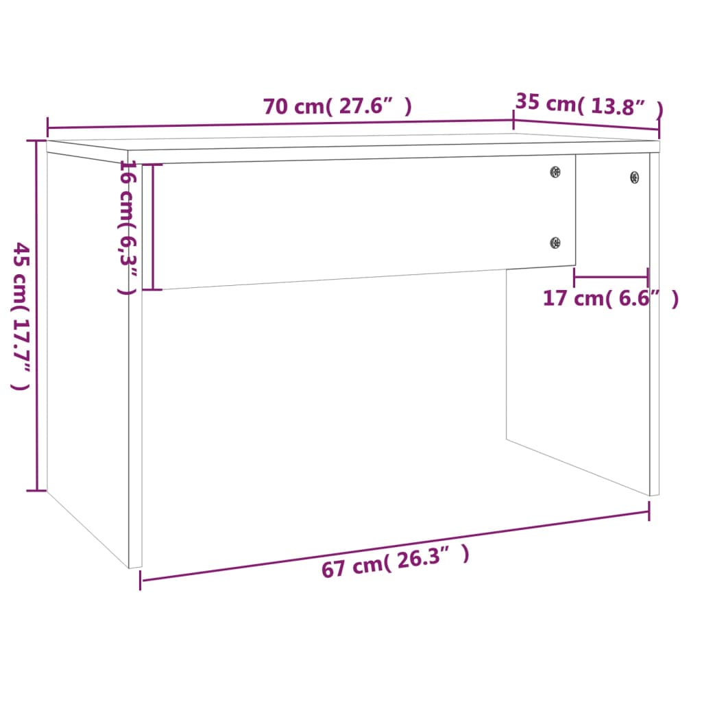 vidaXL Kaptafelkruk 70x35x45 cm bewerkt hout betongrijs