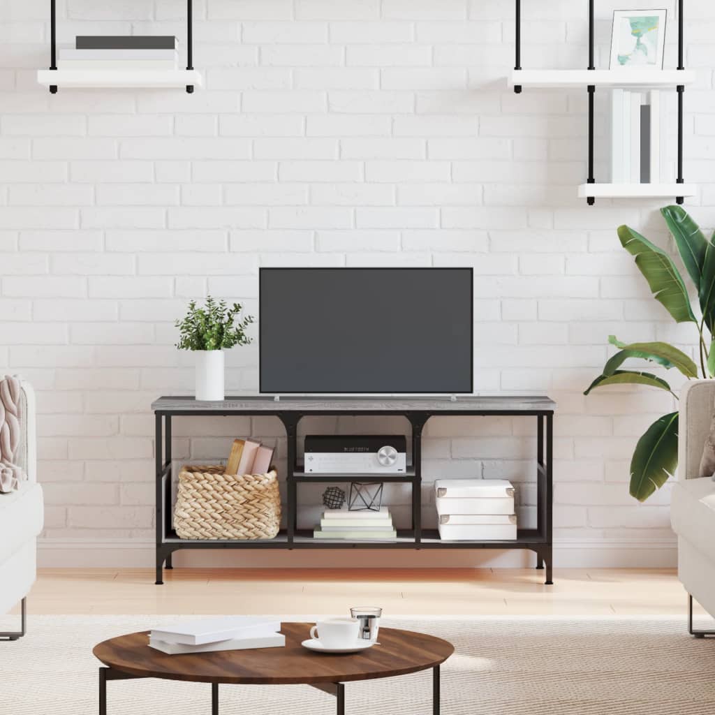 vidaXL Tv-meubel 100x35x45 cm bewerkt hout en ijzer grijs sonoma eiken