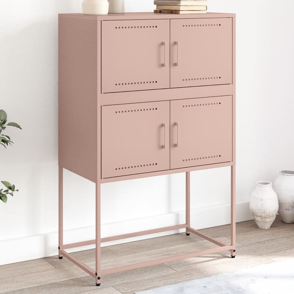 vidaXL Dressoir 68,5x38,5x107 cm staal roze